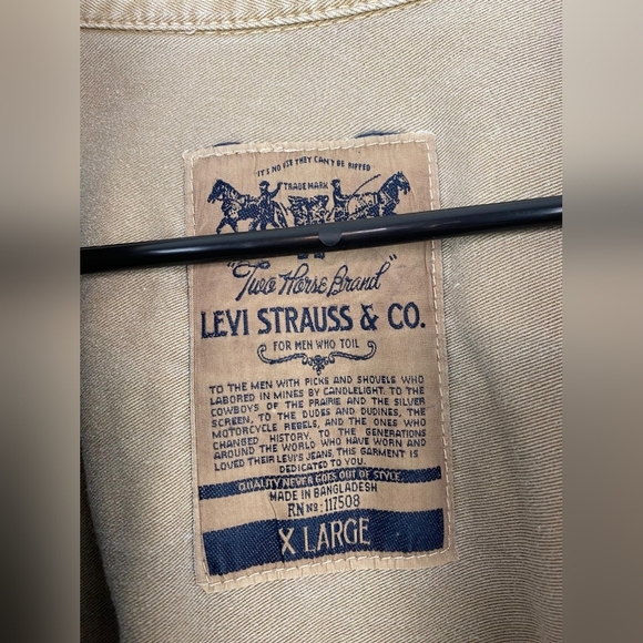 Levi’s khaki long sleeve shirt size XL twill western Cotton - Picture 5 of 12